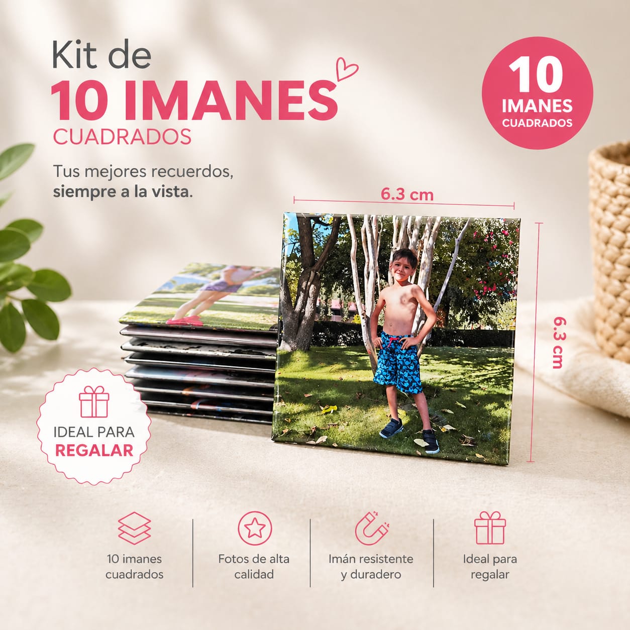 Kit 10 Fotos Imantadas 6.3x6.3cm