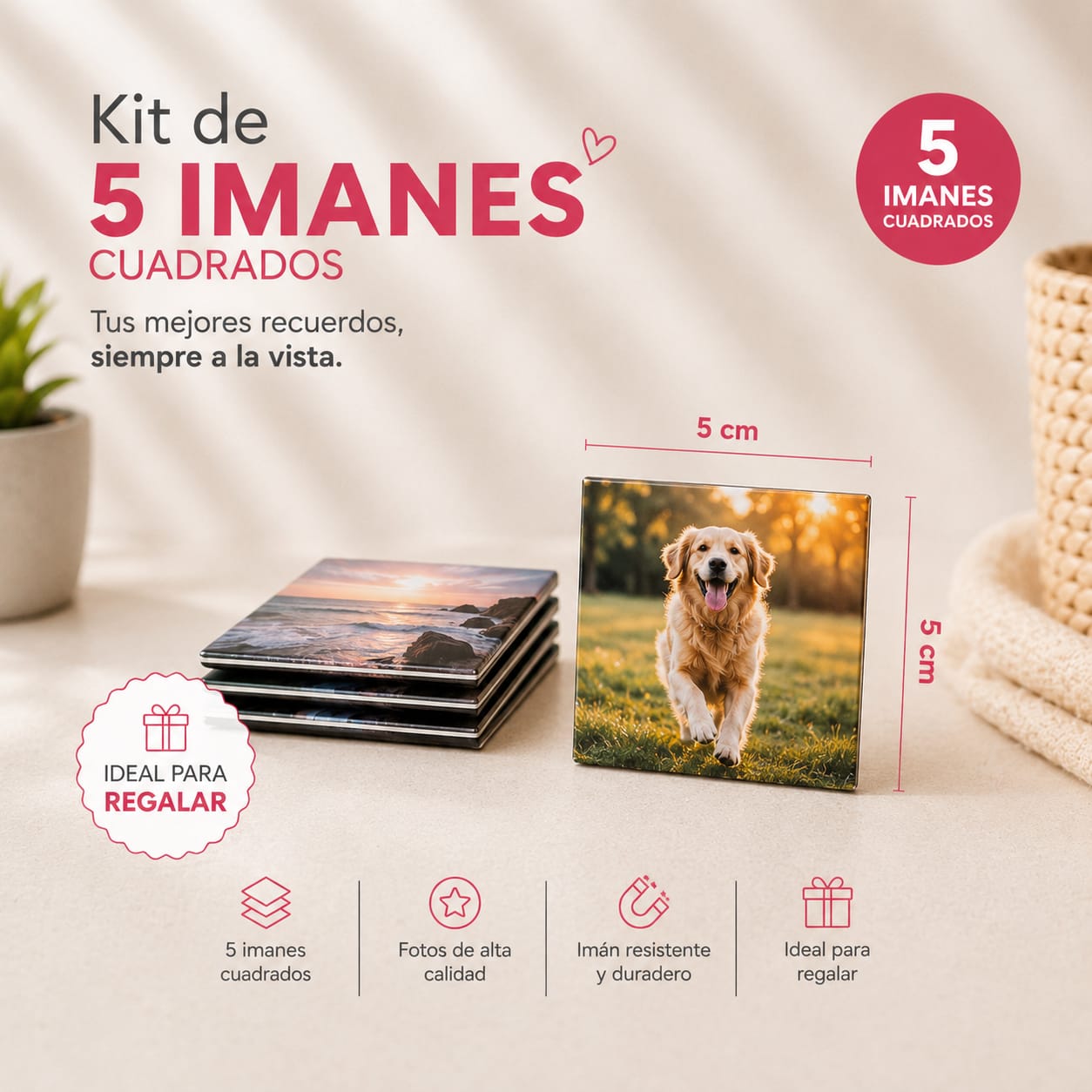 Kit 5 Fotos Imantadas 5x5cm