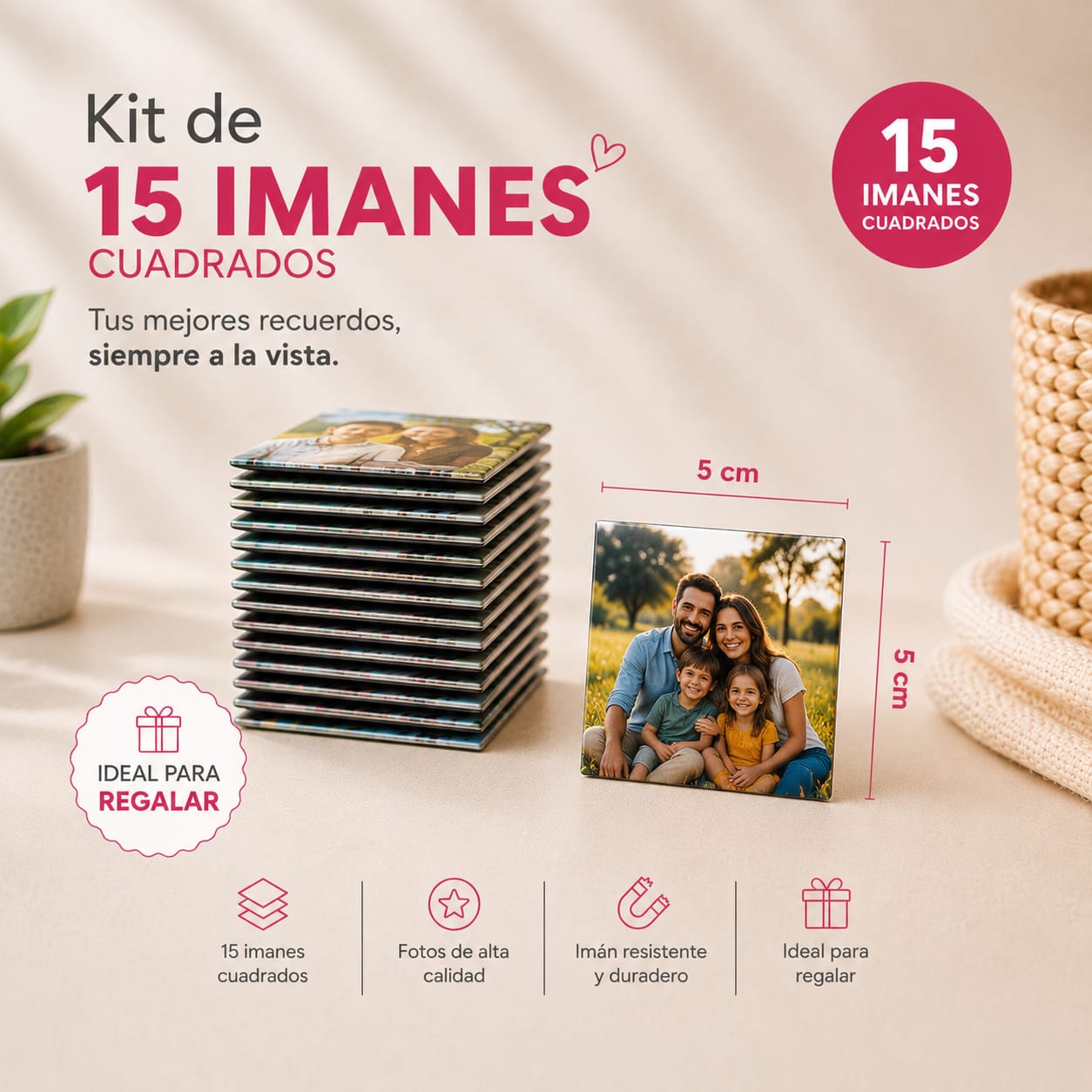 Kit 15 Fotos Imantadas 5x5cm