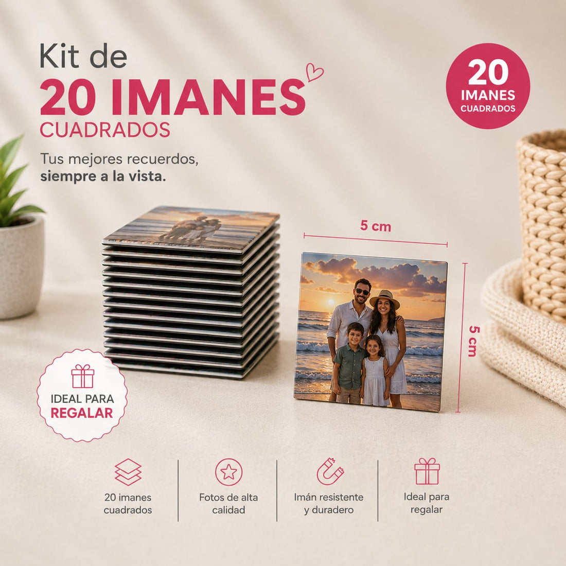 Kit 20 Fotos Imantadas 5x5cm