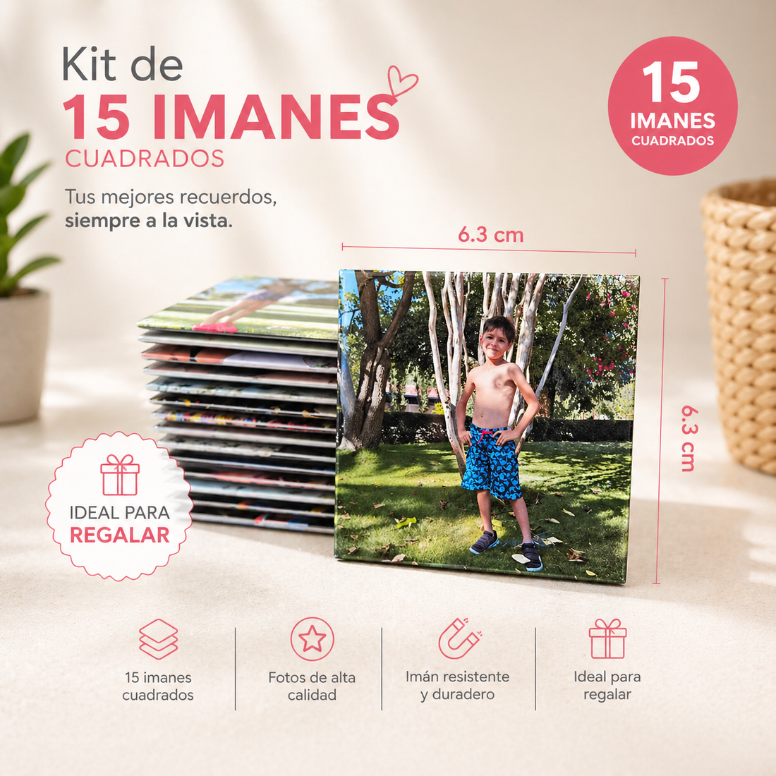Kit 15 Fotos Imantadas 6.3x6.3cm
