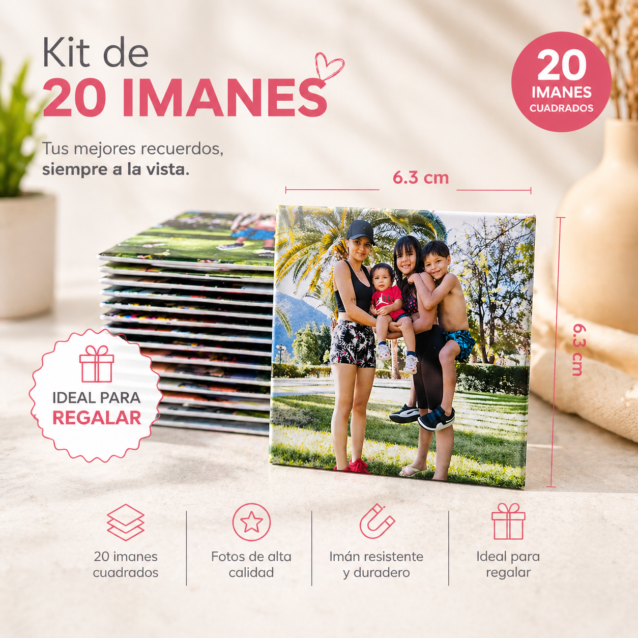 Kit 20 Fotos Imantadas 6.3x6.3cm